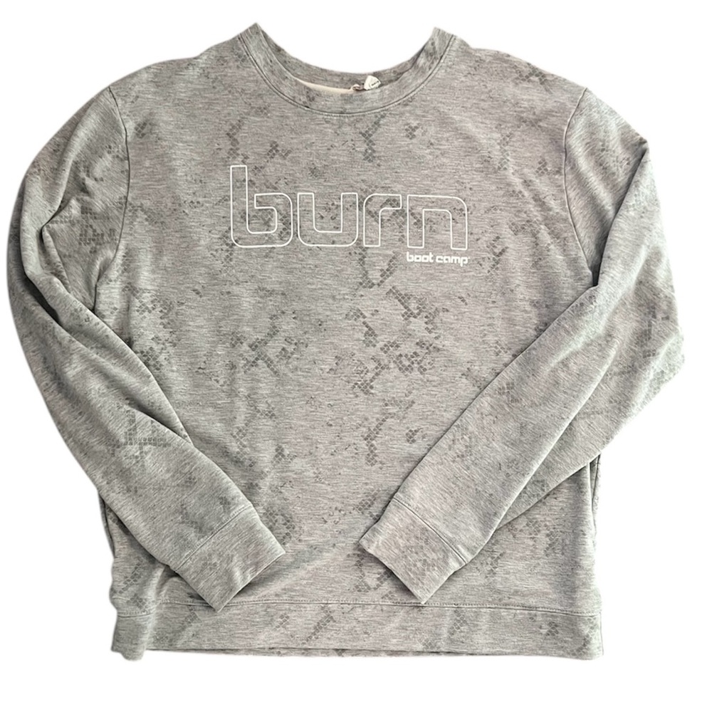 Burn Boot Camp Logo Gray Patterned Sweatshirt siz… - image 1